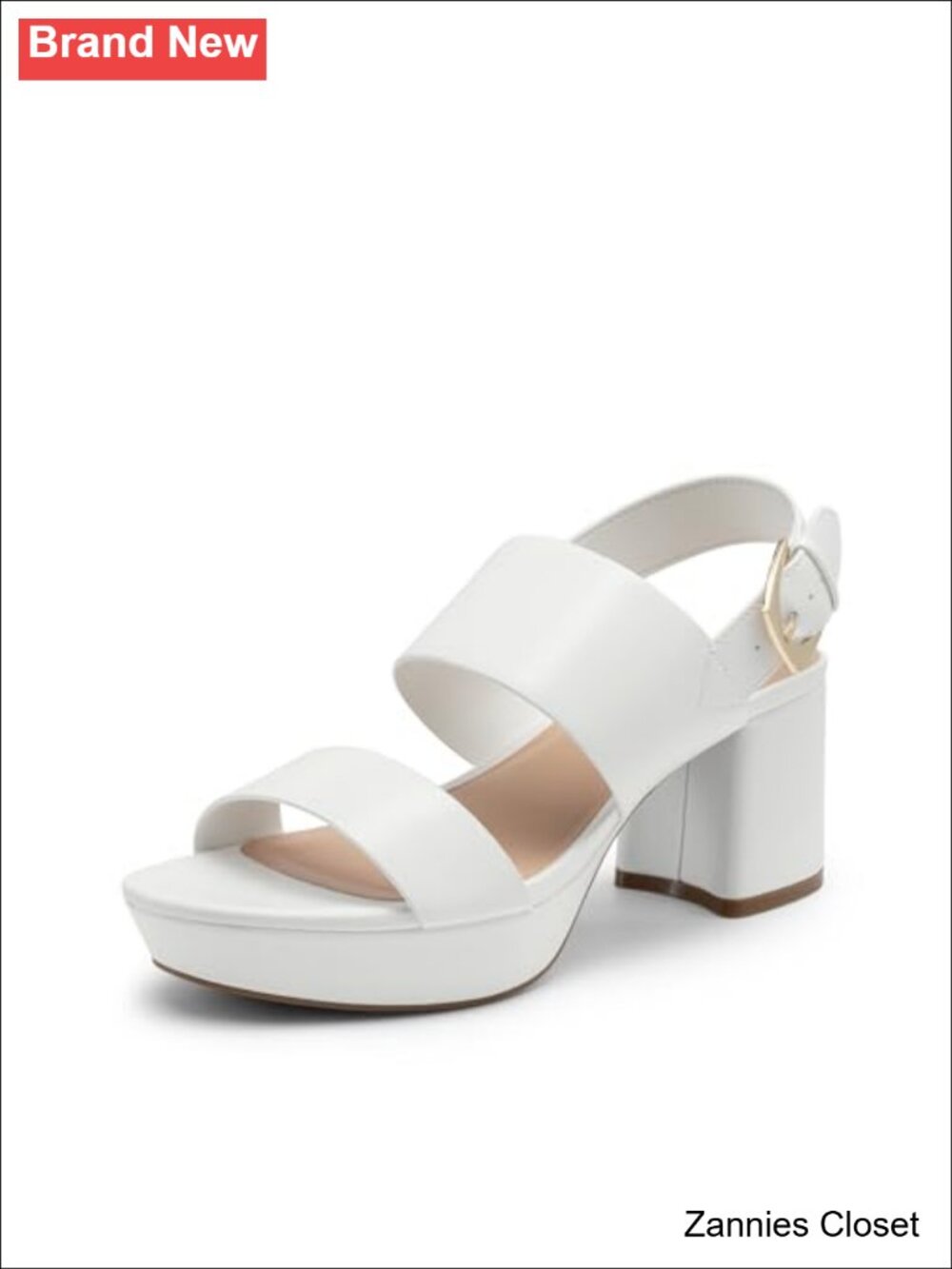 ✨ Chunky Wedge Heel Sandals Faux Leather Platform Block Heel Ankle Strap Buckle